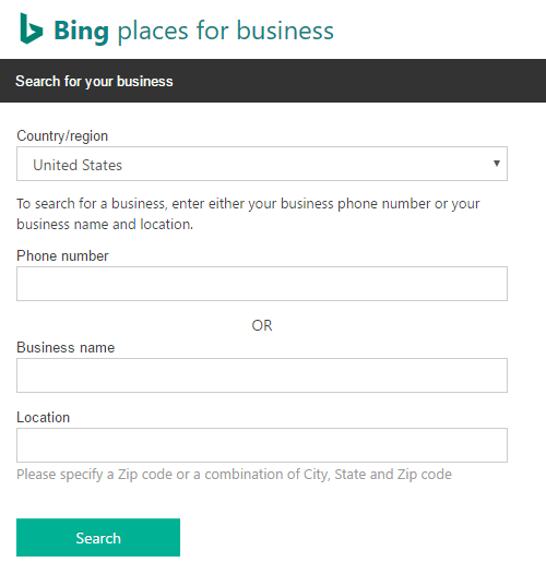 Bing places for business