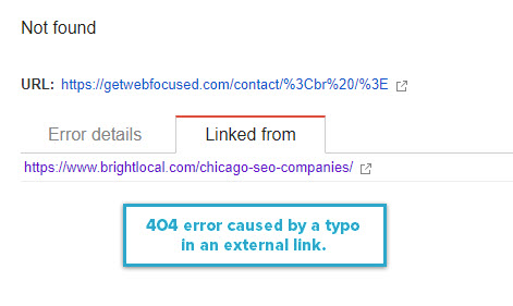 404 error caused by a type in an external link.