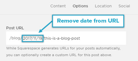 Remove blog post date from Squarespace URLs